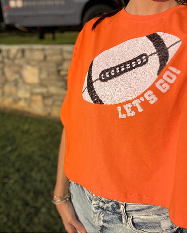 Let’s Go Sequin Cropped Tee